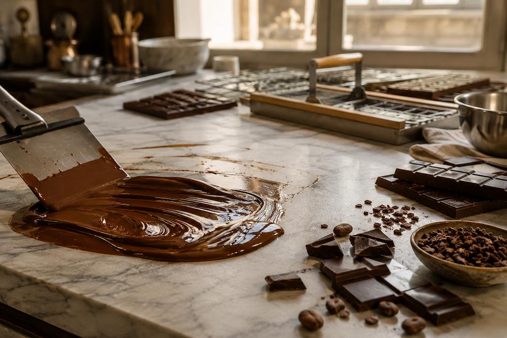 Lavorazione del cioccolato in laboratorio